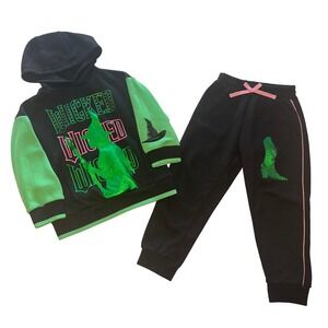 Kids Wicked Elphaba Hoodie Sweatshirt Jogger Pants Set green and pink size 4/5